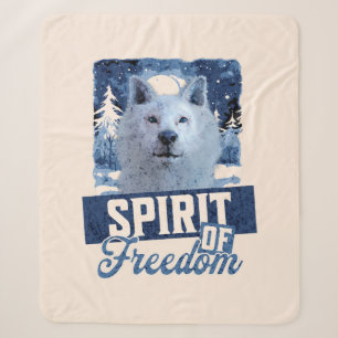 Arctic Wolf Spirit of Freedom Wildlife Design Sherpa Blanket