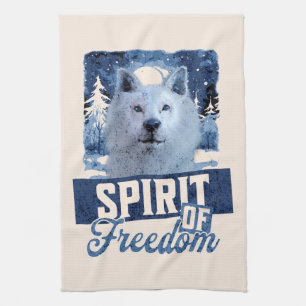 Arctic Wolf Spirit of Freedom Wildlife Design Tea Towel
