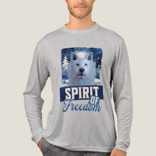 Arctic Wolf Spirit of Freedom Wildlife Design Tri-Blend Shirt