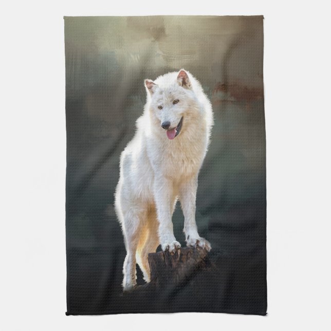 Arctic wolf tea towel (Vertical)