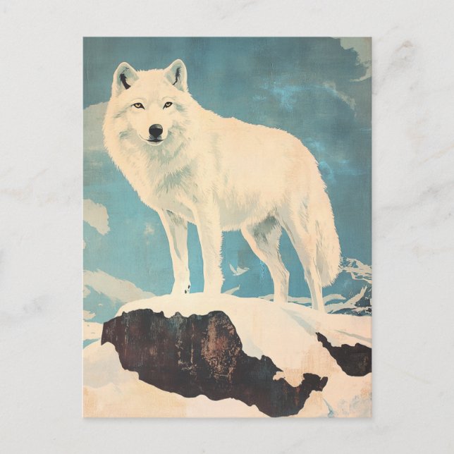 Arctic Wolf vintage Postcard (Front)