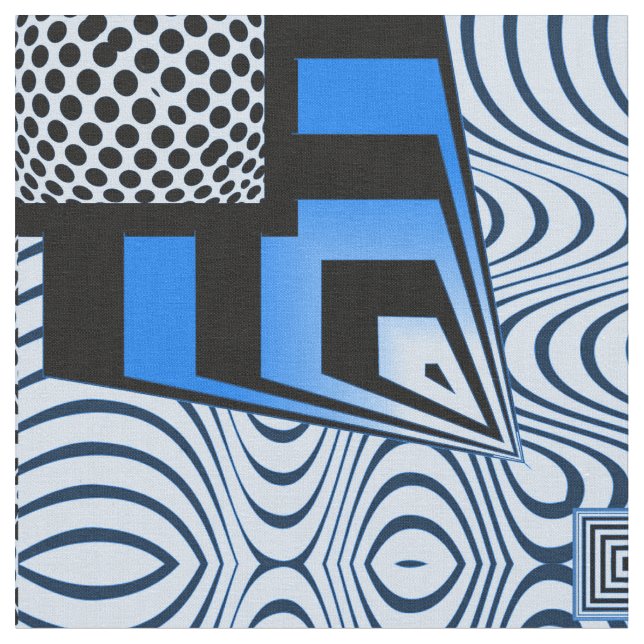 Arcturian Op-Art Blue Fabric (Close Up)