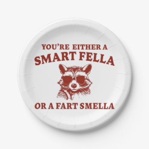 Are You A Smart Fella Or Fart Smella Retro Cartoon Paper Plate