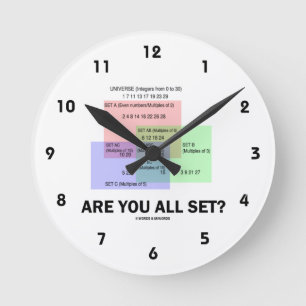 Are You All Set? (Math Set Theory Attitude) Round Clock
