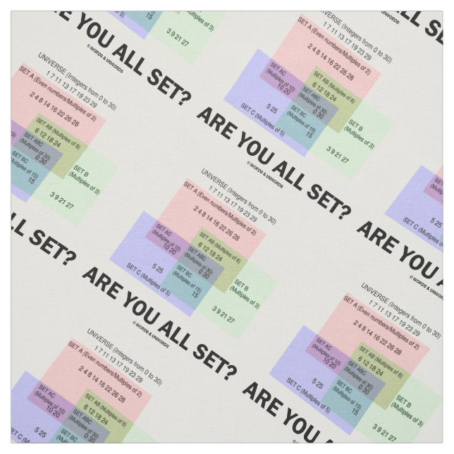 Are You All Set? Set Theory Math Humour Numbers Fabric (Swatch)
