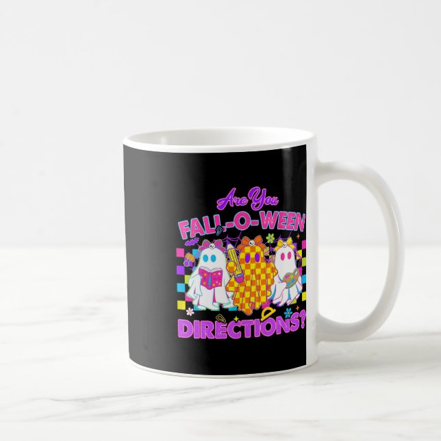 Are You Fall-o-ween Directions Cute Ghost Teacher  Coffee Mug (Right)