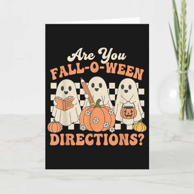 Are You Fall O Ween Directions Funny Halloween Tea Card (Front)