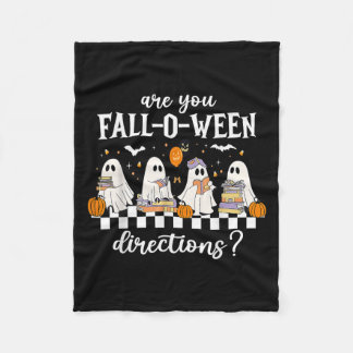 Are You Fall O Ween Directions Funny Teacher Ghost Fleece Blanket