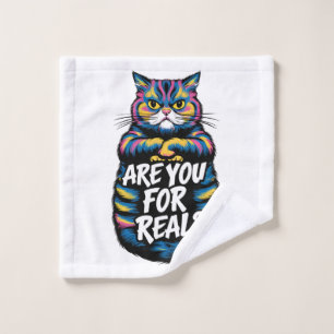 Are You For Real Funny Grumpy Cat Wash Cloth