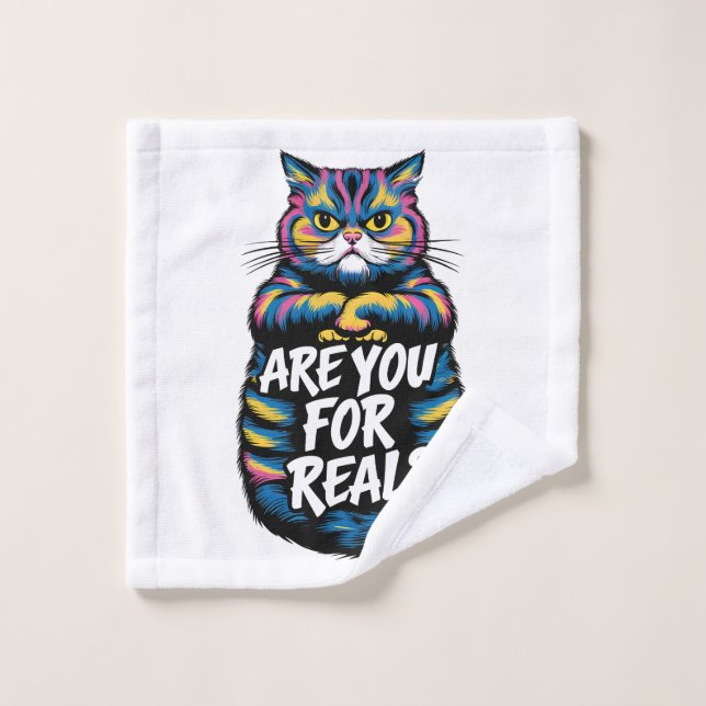 Are You For Real Funny Grumpy Cat Wash Cloth (Wash Cloth)