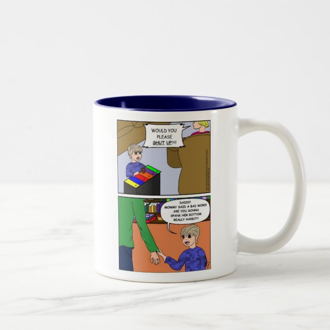 Are you gonna spank mummy's bottom? Two-Tone coffee mug (Right)