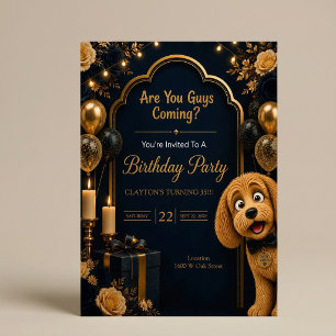 Are You Guys Coming? Funny Dog Birthday Party Invitation