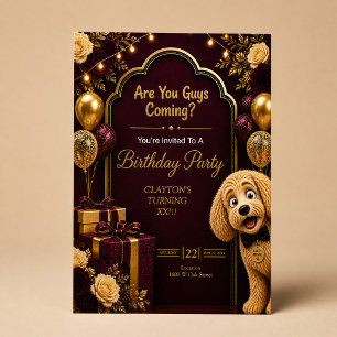 Are You Guys Coming? Funny Dog Birthday Party Invitation
