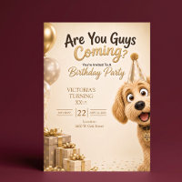 Are You Guys Coming? Funny Dog Birthday Party