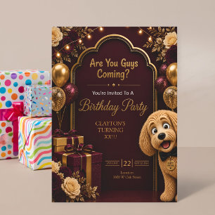 Are You Guys Coming? Funny Dog Birthday Party Invitation