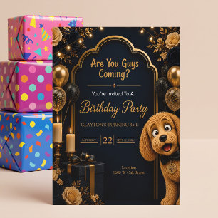 Are You Guys Coming? Funny Dog Birthday Party Invitation
