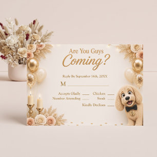 Are You Guys Coming? Funny Dog Cream RSVP Card