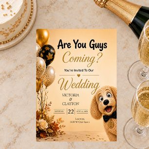 Are You Guys Coming? Funny Dog Fall Wedding Invitation