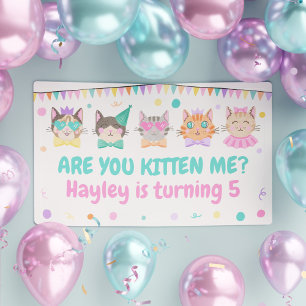 Are You Kitten Me? Kitty Cat Girls Birthday  Banner