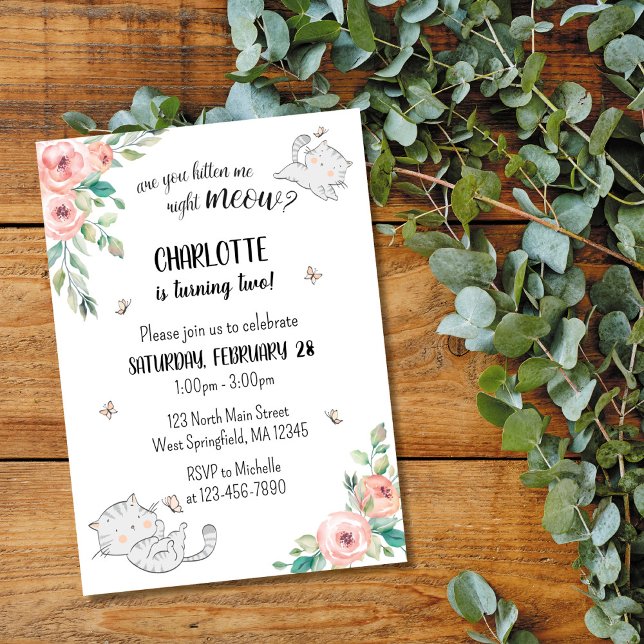 Are You Kitten Me Right Meow Cat Birthday Invite (Creator Uploaded)