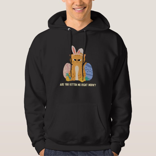 Are You Kitten Me Right Meow  Cat Easter Hoodie (Front)