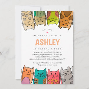 Are You Kitten Me Right Meow Cats Baby Shower Invitation