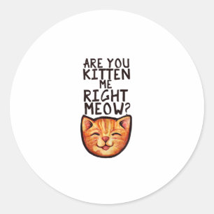 Are you kitten me right Meow Caturday Art funny or Classic Round Sticker