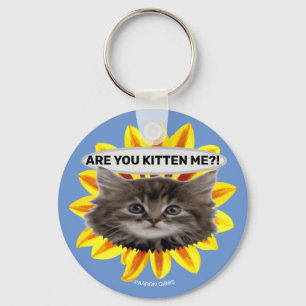 Are You Kitten Me Sunflower Personalised Keychain