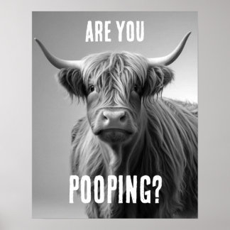 Are you Pooping Highland Cow Toilet Humour Bathroo Poster