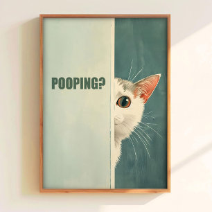 Are You Pooping Poster Printable Cat Bathroom Art 