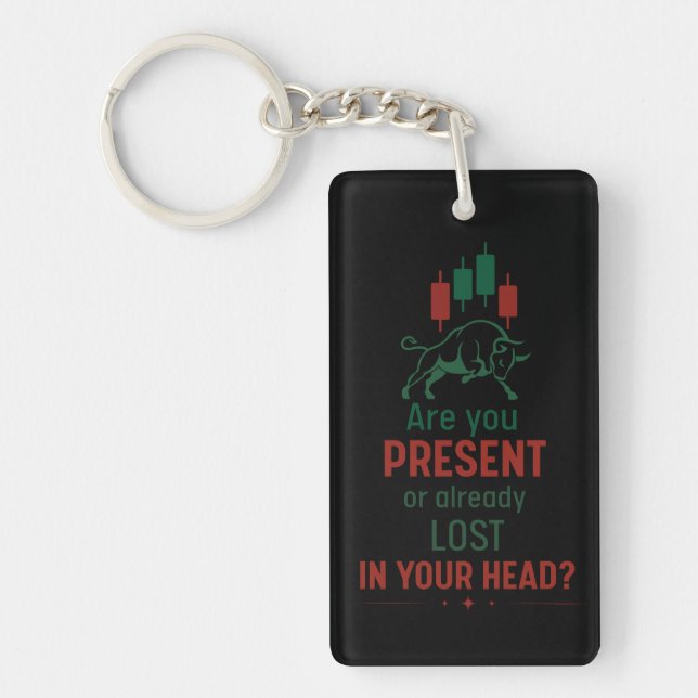 Are You Present? – Trader Mindset | Bull  Key Ring (Front)