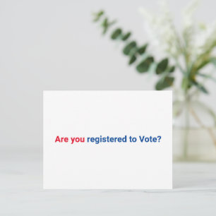 Are you registered to vote? red white and blue postcard