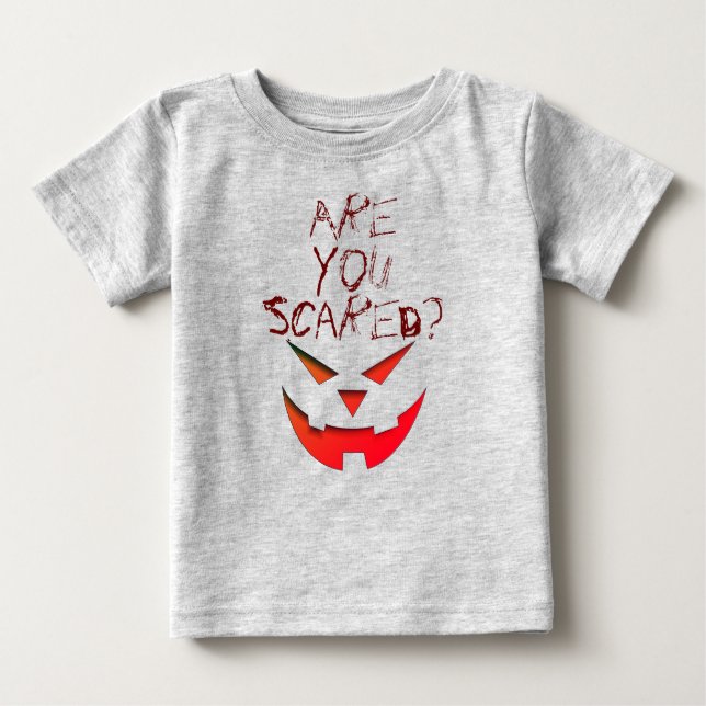 Are You Scared Happy Halloween Pumpkin Face Baby T-Shirt (Front)