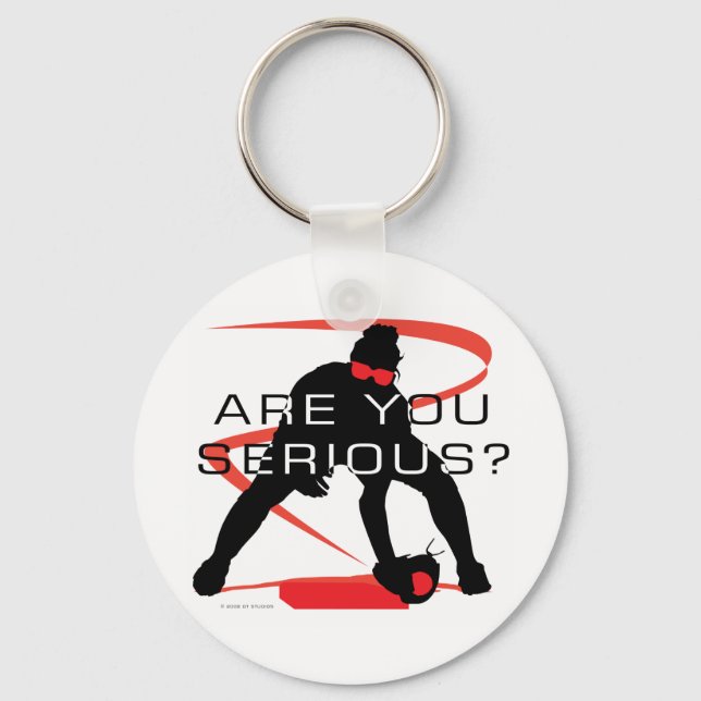 Are you serious Red Fielder Softball Key Ring (Front)