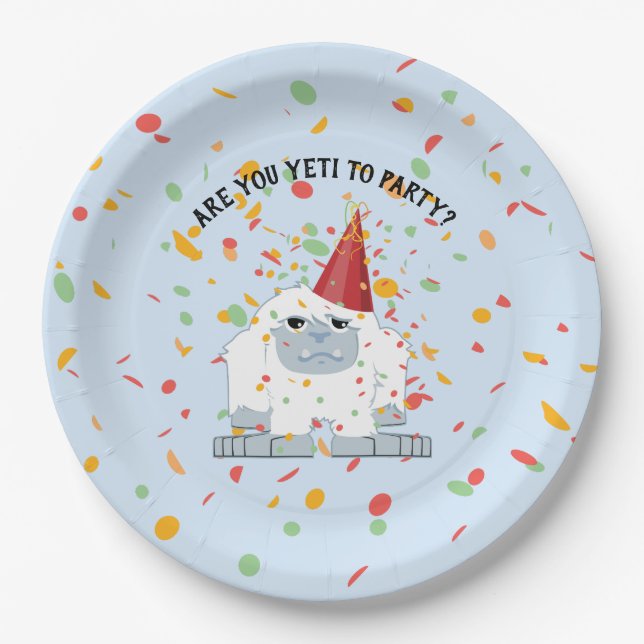 Are You Yeti to Party Cute Cartoon Party Yeti Paper Plate (Front)