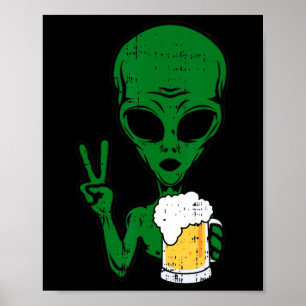 Area-51 Alien Beer Peace Sign Lazy Drinking Hallow