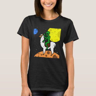 Area 51 Alien Riding Llama Space Martian Fun Hallo T-Shirt