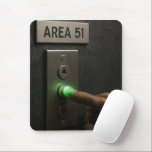 Area 51 Elevator Button Mouse Pad<br><div class="desc">A dark brown wrinkled alien hand presses a glowing green button labeled 'Area 51' on an elevator panel, sparking curiosity about the secrets of the location</div>