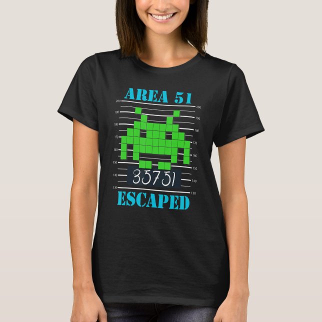 Area 51 Escaped Retro Alien T-Shirt (Front)