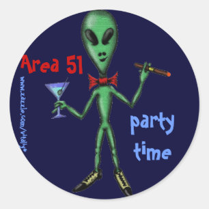 Area 51 funny party alien cartoon art sticker