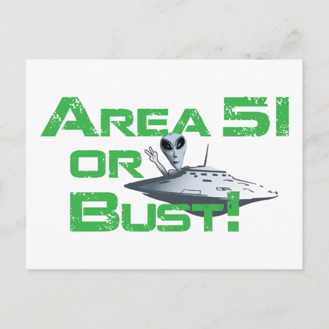 Area 51 or Bust! Postcard (Front)