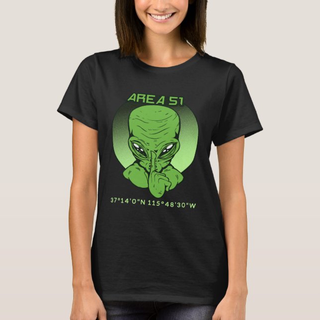 Area 51 Roswell Coordinates UFO Alien UFO Flying S T-Shirt (Front)