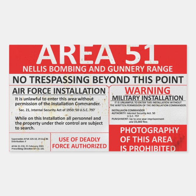 Area 51 Sign Rectangular Sticker (Front)