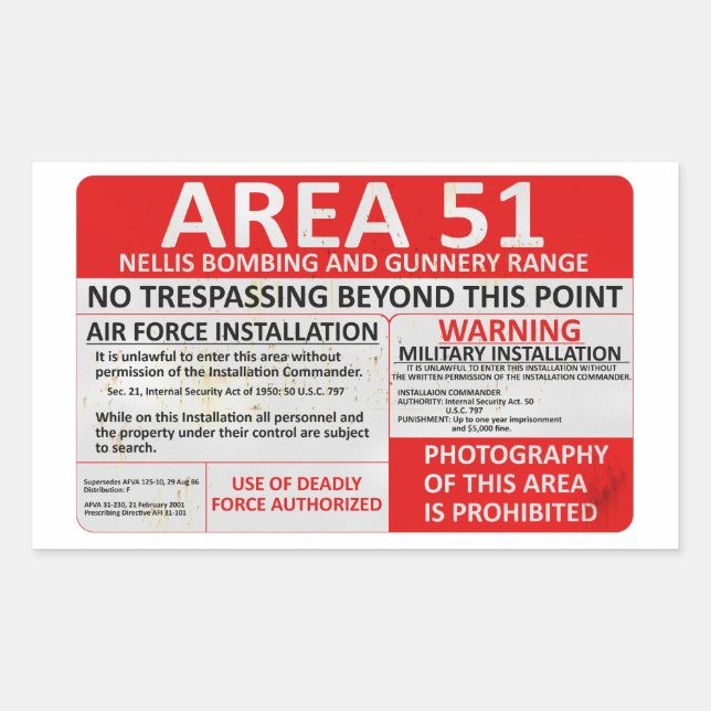 Area 51 Sign Rectangular Sticker (Front)