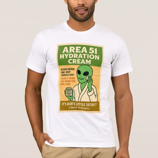 Area 51 Skincare 1950's Retro Roswell Aliens T-Shirt (Front)