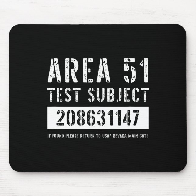 Area 51 Test Subject 1147 Alien Abduction Hallowee Mouse Pad (Front)
