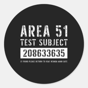 Area 51 Test Subject 3635 Alien Abduction Hallowee Classic Round Sticker