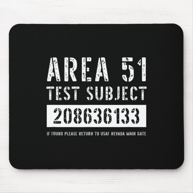 Area 51 Test Subject 6133 Alien Abduction Hallowee Mouse Pad (Front)