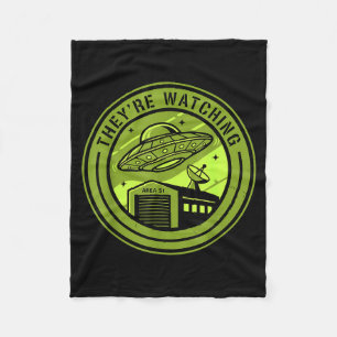 Area 51 They're Watching Alien Believer Batch Ufo  Fleece Blanket