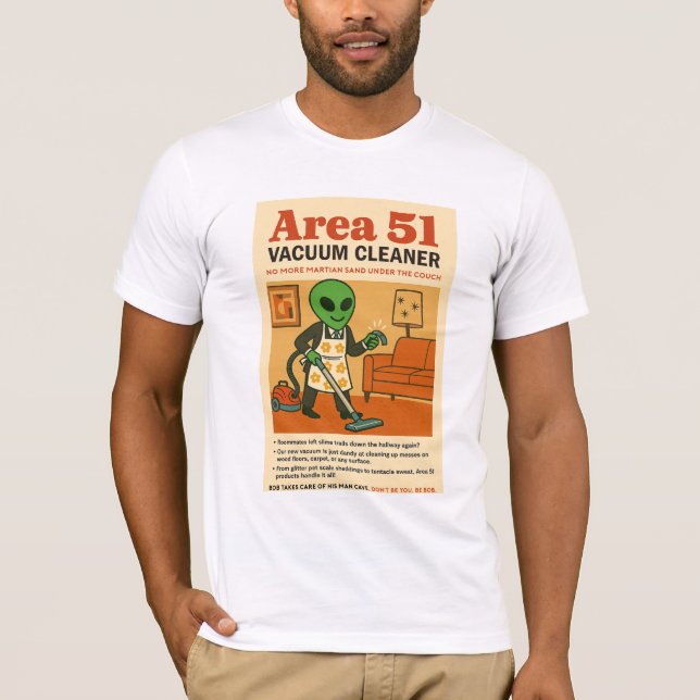 Area 51 Vacuum Cleaner Roswell Aliens 1950's Retro T-Shirt (Front)